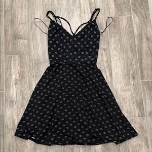 nine britton Black Mini Dress with White Diamond Print